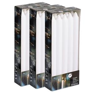 SPAAS Dinerkaarsen wit - 30x stuks - 24 cm - 8 branduren - lange kaarsen -