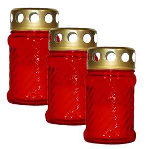 Cosy & Trendy 6x stuks grafkaarsen/gedenklichten met deksel rood 7 x 12 cm 10 uren brandtijd -