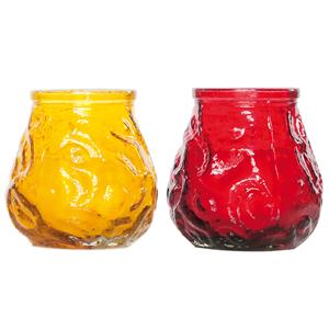 Cosy & Trendy Lowboy tafel kaarsen setje van 6x stuks 7 cm in rood/geel -