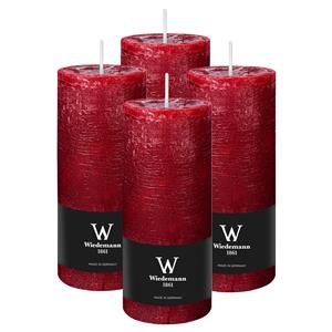 Wiedemann Cilinderkaars/stompkaars - 4x - rustieke kaars - bordeauxrood - 7 x 16 cm - 66 branduren -