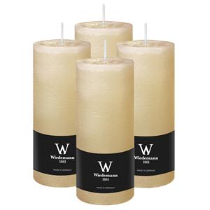 Wiedemann Cilinderkaars/stompkaars - 4x - rustieke kaars - creme wit - 7 x 16 cm - 66 branduren -