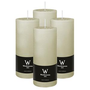 Wiedemann Cilinderkaars/stompkaars - 4x - rustieke kaars - ivoorwit - 7 x 16 cm - 66 branduren -