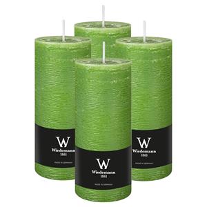 Wiedemann Cilinderkaars/stompkaars - 4x - rustieke kaars - lichtgroen - 7 x 16 cm - 66 branduren -