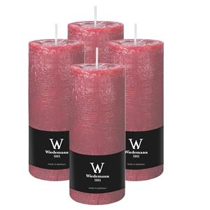 Wiedemann Cilinderkaars/stompkaars - 4x - rustieke kaars - oudroze - 7 x 16 cm - 66 branduren -