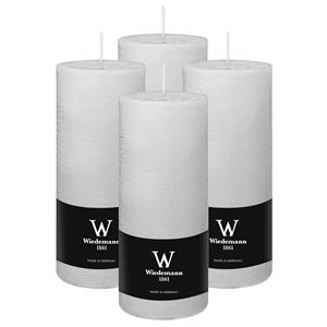 Wiedemann Cilinderkaars/stompkaars - 4x - rustieke kaars - wit - 7 x 16 cm - 66 branduren -