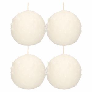 Enlightening Candles 4x Witte sneeuwbal bolkaarsen 8 cm branduren -