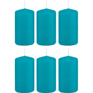 Trend Candles Cilinderkaars/stompkaars - 6x - turquoise - 6 x 12 cm - branduren -