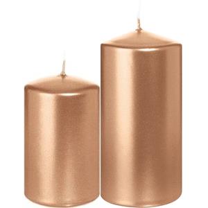 Trend Candles Stompkaarsen set van 6x stuks rose goud 8 en 12 cm -