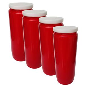 Enlightening Candles Grafkaars/gedenklicht - 4x - rood - 7 cm x 20 cm - 9 dagen - Noveenkaars - Gedenkkaars - Graflicht -