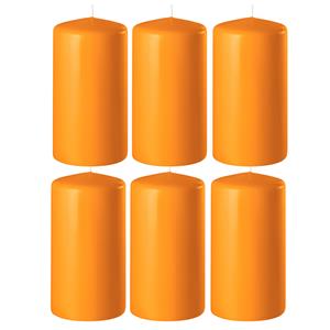 Enlightening Candles 8x Oranje cilinderkaarsen/stompkaarsen 6 x 8 cm 27 branduren -