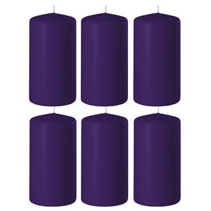 Enlightening Candles 8x Paarse cilinderkaarsen/stompkaarsen 6 x 8 cm 27 branduren -