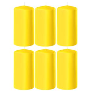 Enlightening Candles 8x Gele cilinderkaarsen/stompkaarsen 6 x 8 cm 27 branduren -