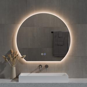 Best Design Spiegel  Sunset Half Rond 60x54 cm Incl. Verwarming, 3 Kleuren Dimbare LED Verlichting