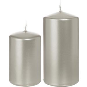Trend Candles Stompkaarsen set van 6x stuks zilver 8 en 12 cm -