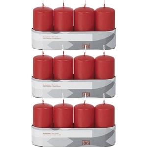 Trend Candles 12x Rode cilinderkaarsen/stompkaarsen 5 x 10 cm 18 branduren -