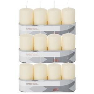 Trend Candles 12x Cremewitte cilinderkaarsen/stompkaarsen 5 x 10 cm -