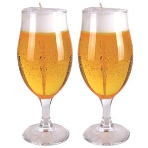 Merkloos Bierkaars - 2x - bierpul - H19 cm/D6 cm - Bierglas gadget/kado -
