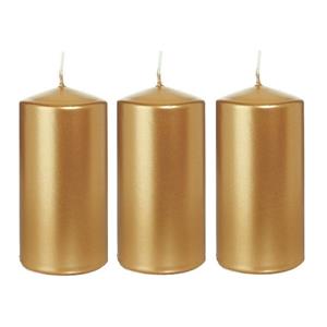 Trend Candles Cilinderkaars/stompkaars - 5x - goud - 6 x 12 cm - branduren -