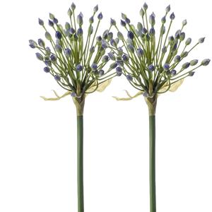 Emerald Allium/Sierui kunstbloem - 2x - losse steel - blauw - 70 cm - Natuurlijke uitstraling -