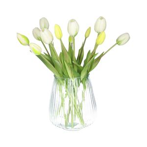 Bellatio Design Kunst tulpen boeket Bella - 12x stuks - wit - real touch - cm -