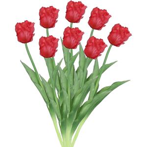 Countryfield Kunstbloemen bos tulp Parkiet - 8x - rood - real touch - levensecht - cm - decoratie bloemen -