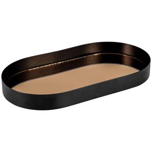 Spiegel dienblad Laiya ovaal; 30x16x3 cm (LxBxH); zwart/goud
