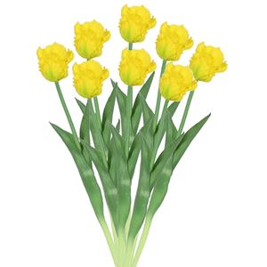 Countryfield Kunstbloemen boeket tulp Parkiet - 8x - geel - real touch - levensecht - cm - decoratie bloemen -