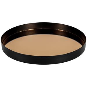 Spiegel dienblad Laiya rond; 30x3 cm (ØxH); zwart/goud