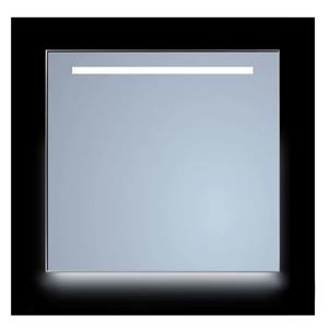 Sanicare Spiegel  Q-Mirrors 120x70 cm Rechthoek Met Aan De Bovenkant & Onderzijde LED Cold White, Omlijsting Mat Zwart incl. ophangmateriaal Met Afstandsbediening
