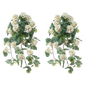 Louis Maes Geranium Kunstbloemen - 2 stuks - wit - L41 cm -