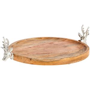 Vega Decoratieve platte schaal Raku; 33x2 cm (ØxH); bruin/zilver
