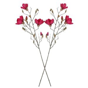 Mica Decorations Kunstbloem Magnolia tak - 2x - 88 cm - dieproze - Kunst zijdebloemen -