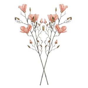 Mica Decorations Kunstbloem Magnolia tak - 2x - 88 cm - perzik roze - Kunst zijdebloemen -