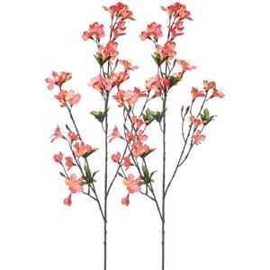 Emerald Kunstbloem Azalea bloesem - 2x - 90 cm - koraal roze - Kunst zijdebloemen -