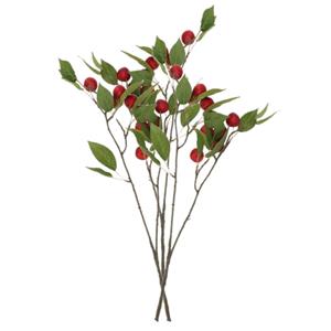 DK Design Kunstbloem fruit tak met appels - 3x - 76 cm - rood - Kunst zijdebloemen -