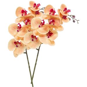 Emerald Kunstbloem Orchidee - 2x - 83 cm - zalm kleurig - losse tak - kunst zijdebloem - Phalaenopsis -