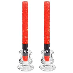 SPAAS Kaarsen set - 2x kandelaars - glas - 12x dinerkaarsen - rood -
