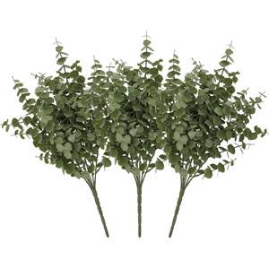 DK Design Kunstbloem Eucalyptus tak - 3x - 47 cm - groen - bundel/bosje - Kunst zijdebloemen -