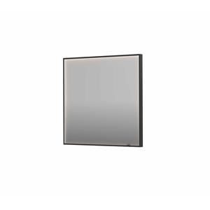 INK Spiegel  SP19 80x4x80 cm incl. direct LED-Verlichting Rondom en Spiegelverwarming Geborsteld Metal Black