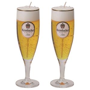 Merkloos Bierglas gadget/kado Bierkaars - 2x - Duits Krombacher bier - H20 cm -