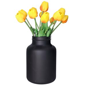Countryfield Kunstbloemen boeket Tulp Tulipa - 10x - cm - geel/fuchsia - Real Touch - kunst zijdebloemen -