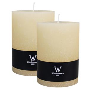 Wiedemann Cilinderkaars/stompkaars groot - 2x - rustieke kaars - creme wit - 10 x 14 cm - 100 branduren -