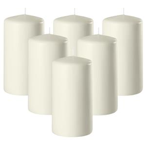 Enlightening Candles Cilinder/stompkaars - 6x - ivoor wit - D6 x H15 cm - branduur -