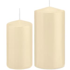 Trend Candles Stompkaarsen set van 6x stuks creme wit 12 en 15 cm -
