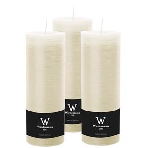 Wiedemann Cilinderkaars/stompkaars hoog - 3x - rustieke kaars - ivoorwit - 7 x 22 cm - branduren -