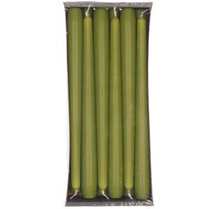 Enlightening Candles 36x Olijfgroene dinerkaarsen 25 cm 8 branduren -