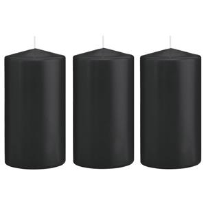 Trend Candles Cilinderkaars/stompkaars - 5x - zwart - 8 x 15 cm - 69 branduren -