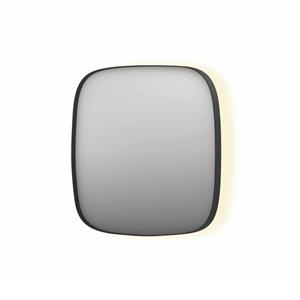 INK Spiegel  SP30 80x4x80 cm incl. Indirect LED-Verlichting Rondom en Spiegelverwarming Mat Zwart