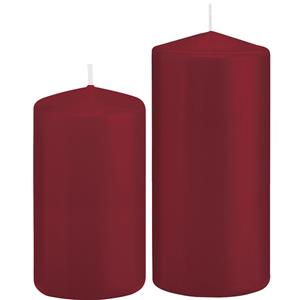 Trend Candles Stompkaarsen set van 6x stuks bordeaux rood 12 en 15 cm -