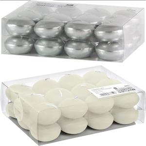 Trend Candles Drijfkaarsen pakket van stuks zilver en ivoor wit -